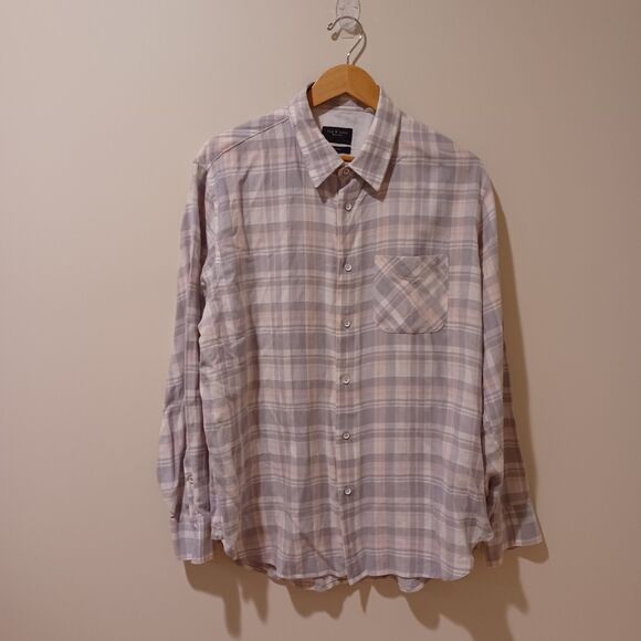 Rag & Bone Fit 3 Regular Fit Beach Shirt Check Pink Plaid Long Sleeve Size XL - Picture 3 of 11